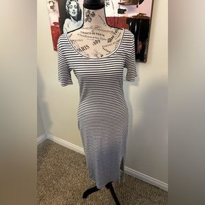 Fun black & white stripe pencil dress!